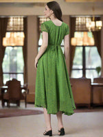 Thumbnail for Souchii Green Printed Midi Dress – Flowy Fit & Flare