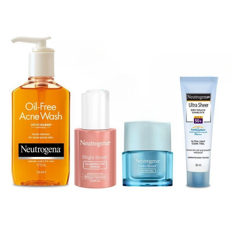 Neutrogena Bestsellers CSMS (Cleanser, Serum, Moisturizer, Sunscreen) Combo - Distacart