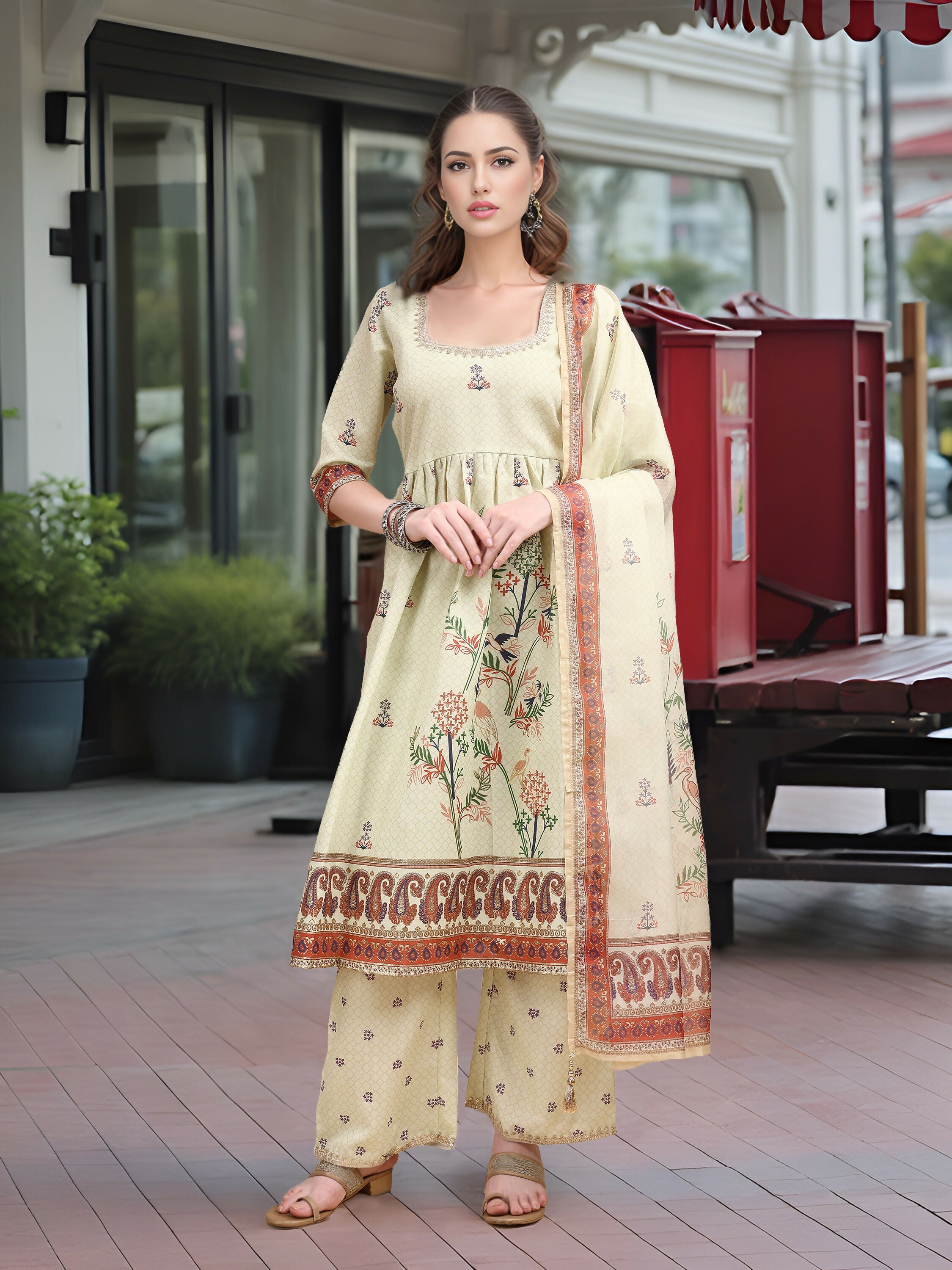 Joban Fashion Pista Position Digital Print With Position Foil Kurta Set