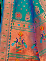 Thumbnail for Astita Paithani Silk Sea Green Saree