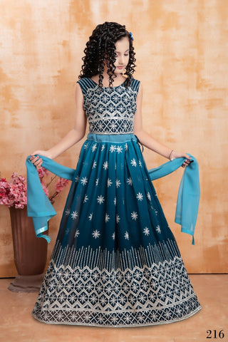 Wedding Designer Rama Georgette Kidswear Lehenga - Aaradhna - Distacart