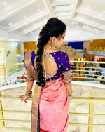 Thumbnail for Vamika Weaving Banarasi Jacquard Pink Kanjivaram Saree - Distacart