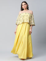 Thumbnail for Ahalyaa Women Crepe Printed Yellow Dress - Distacart