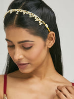 Thumbnail for Nuyug 22K Gold-Plated Kundan & Pearl Studded Matha Patti Head Jewellery