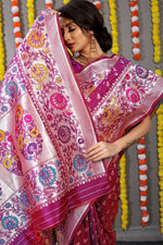Thumbnail for Jyoti Fashion Women's Magenta Banarasi Silk Zari Woven Saree with Blouse - Distacart