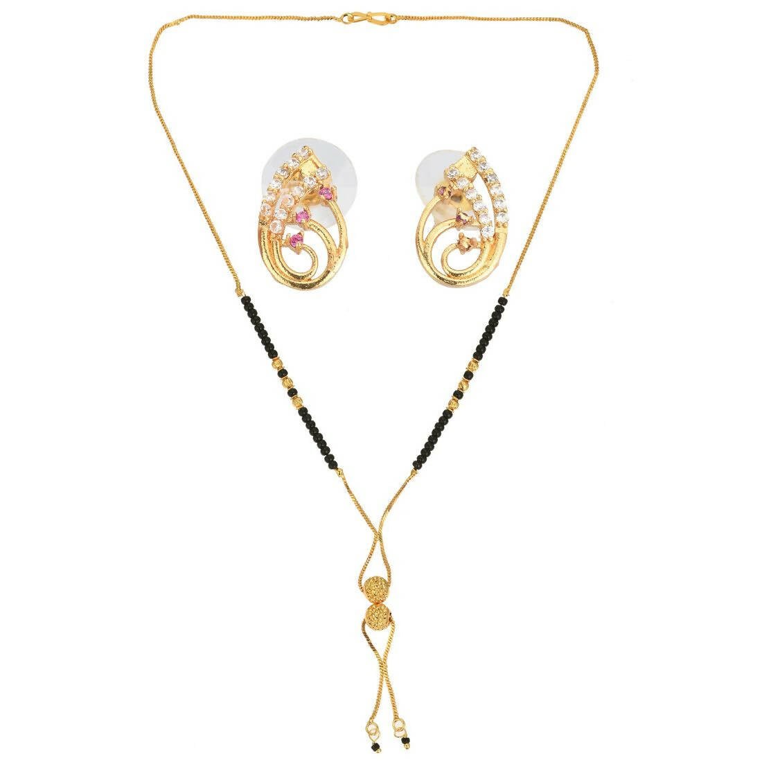 AanyaCentric Gold Plated Short Mangalsutra Set with Earrings - Distacart