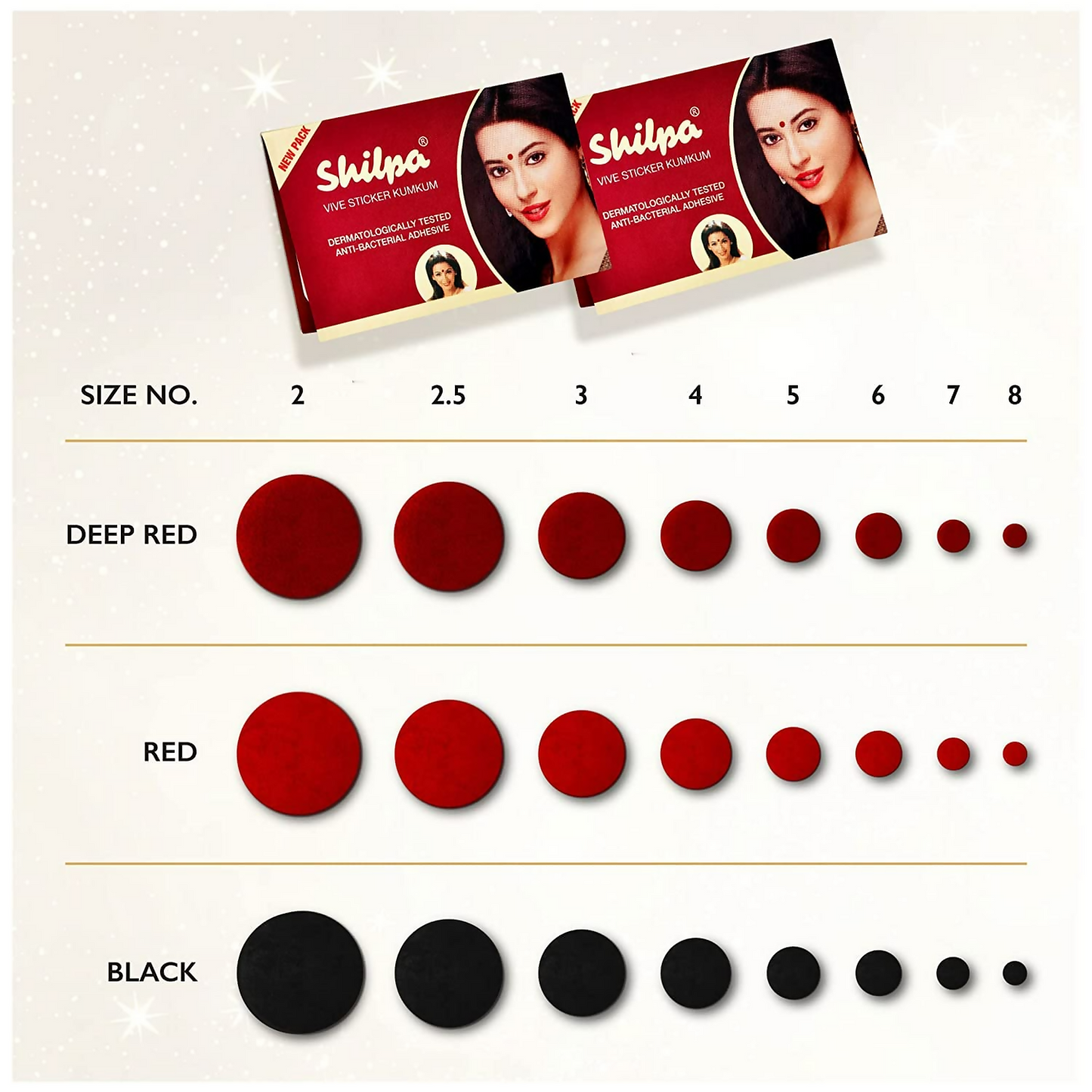Shilpa Vive Sticker Kumkum 3, Deep Red (Box Contains 15 pcs) - Distacart