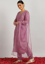 Thumbnail for Aavyora Women’s Lavender Embroidered Kurta Set with Dupatta