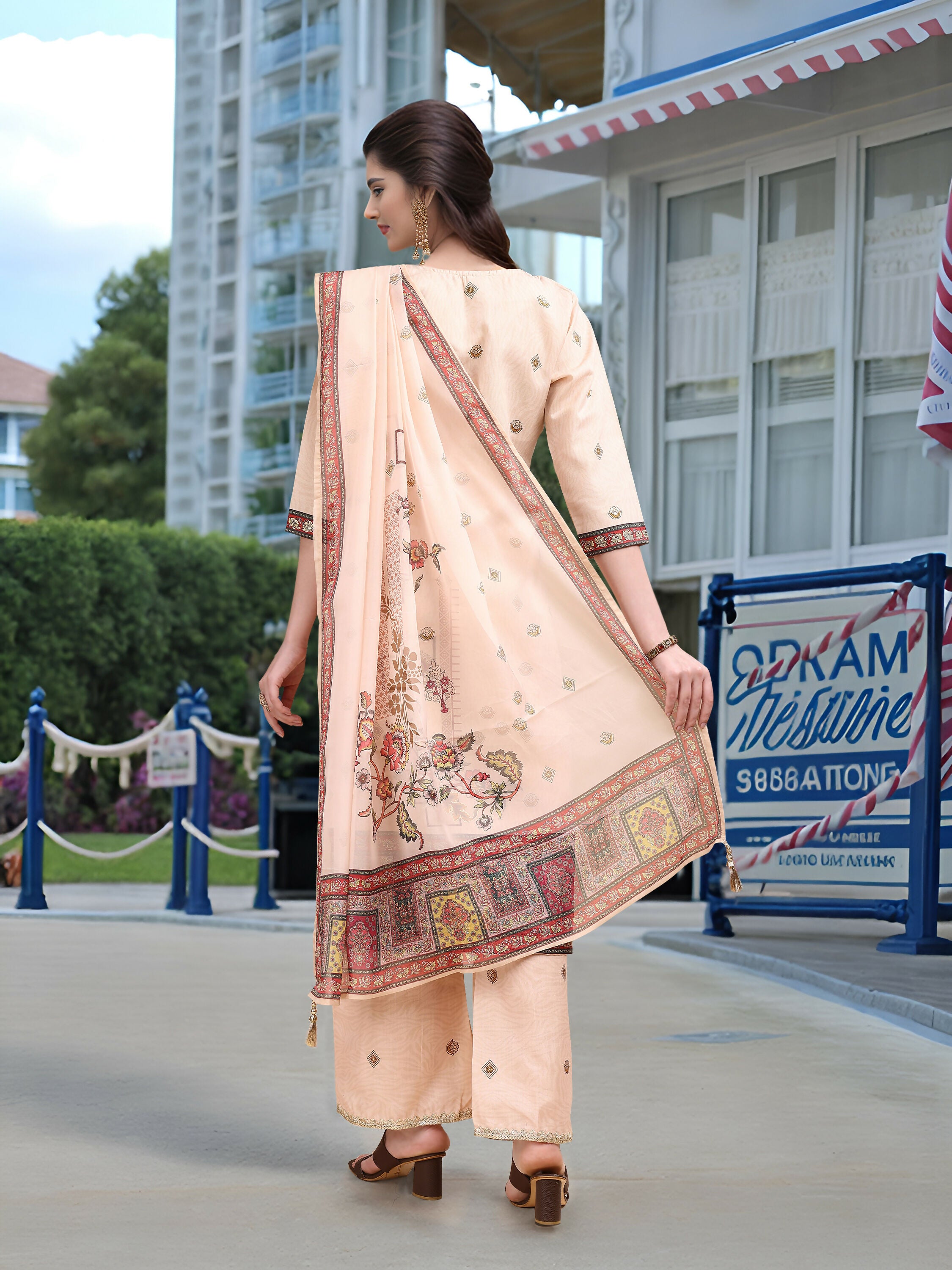 Joban Fashion Off White Position Digital Print With Position Foil Kurta Set