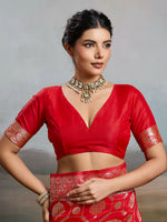 Thumbnail for Shree Shyam Fashion Red Silk Blend Saree - Distacart