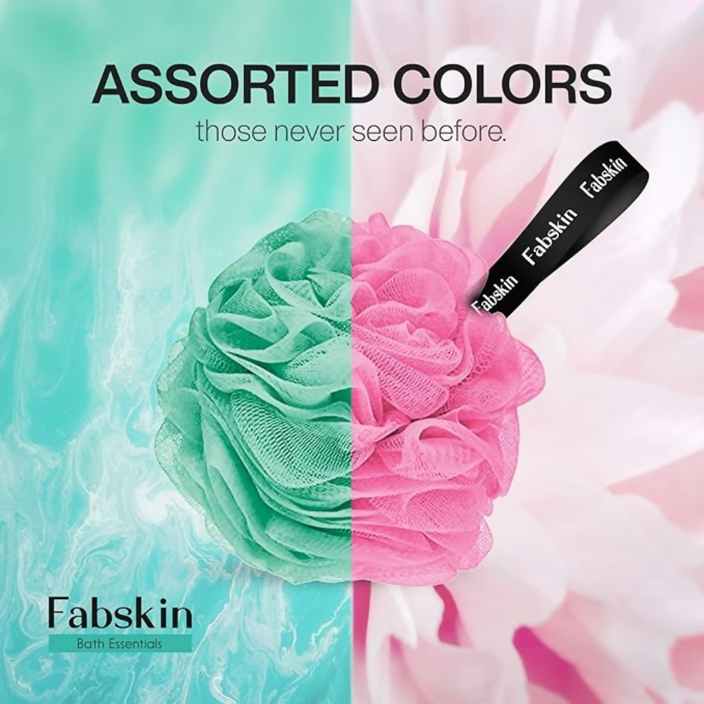 Fabskin Luxury Bathing Round Loofah - Aqua and Pink - 2 Pieces - Dista