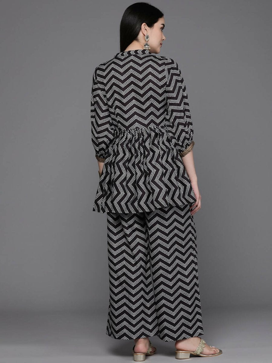 Ahalyaa Women Printed Ethnic Co-Ords - Black Color - Distacart