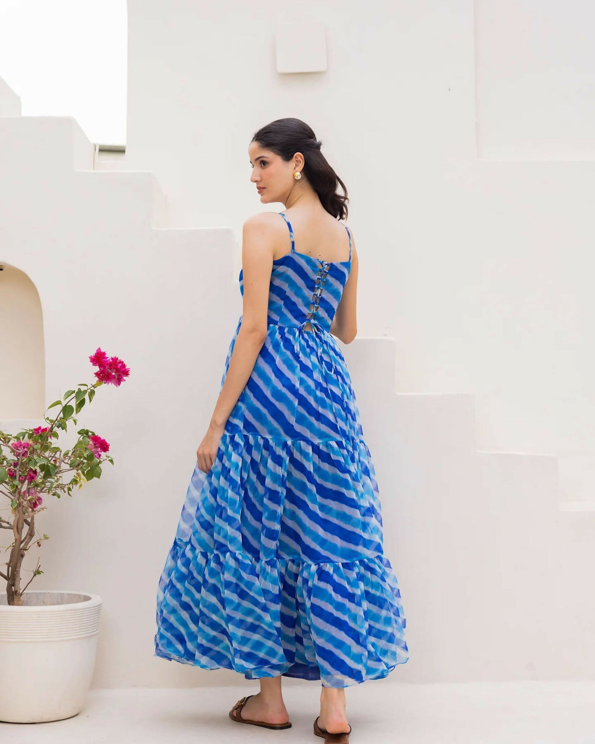 Aayaa Designer crape hand work Multi indo western - Blue