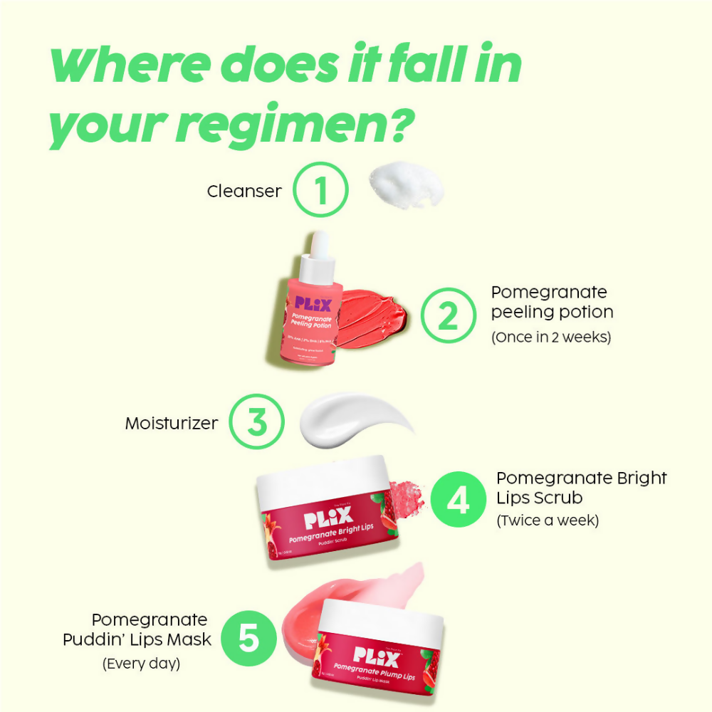 PLIX The Plant Fix Pomegranate Plump Lips, Puddin Mask & Scrub With Peeling Potion - Distacart