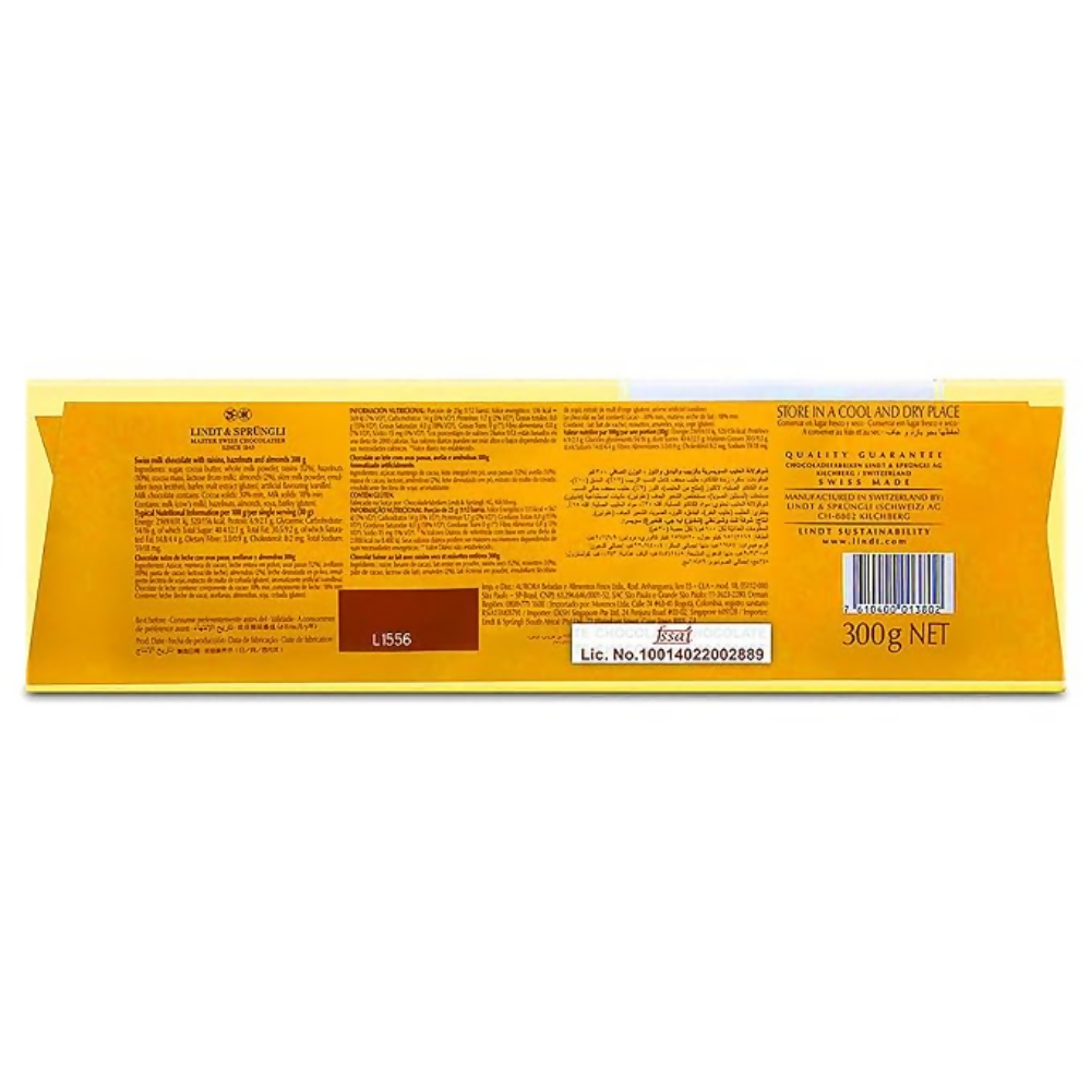 Lindt Gold Tab Milk Nut Chocolate, Raisin - Dista