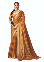 Thumbnail for Joban Fashion Yellow Dull Moss Brasso Saree