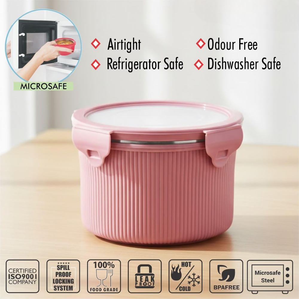 Signoraware Lock N Store Stainless Steel Container - Pink - Dista