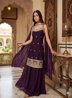 Thumbnail for Teeya Creation Elegant Purple Ethnic Suit Set With Dupatta - Dista