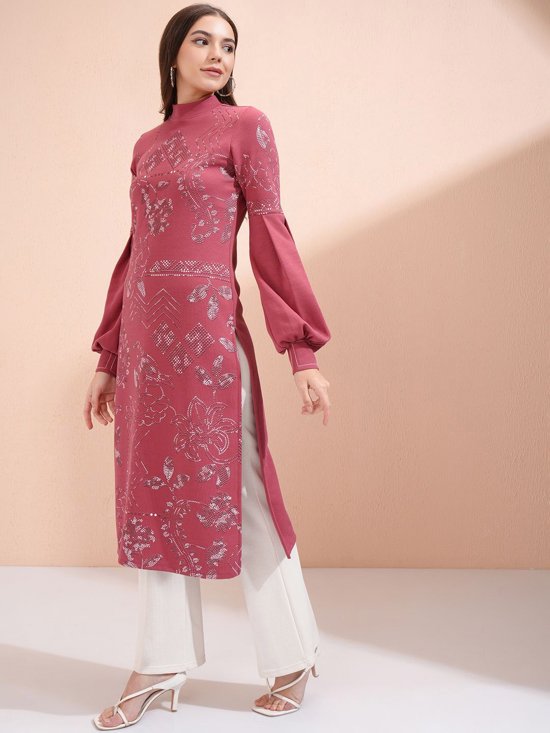 Vishudh Women Floral Printed Chikankari Kurta