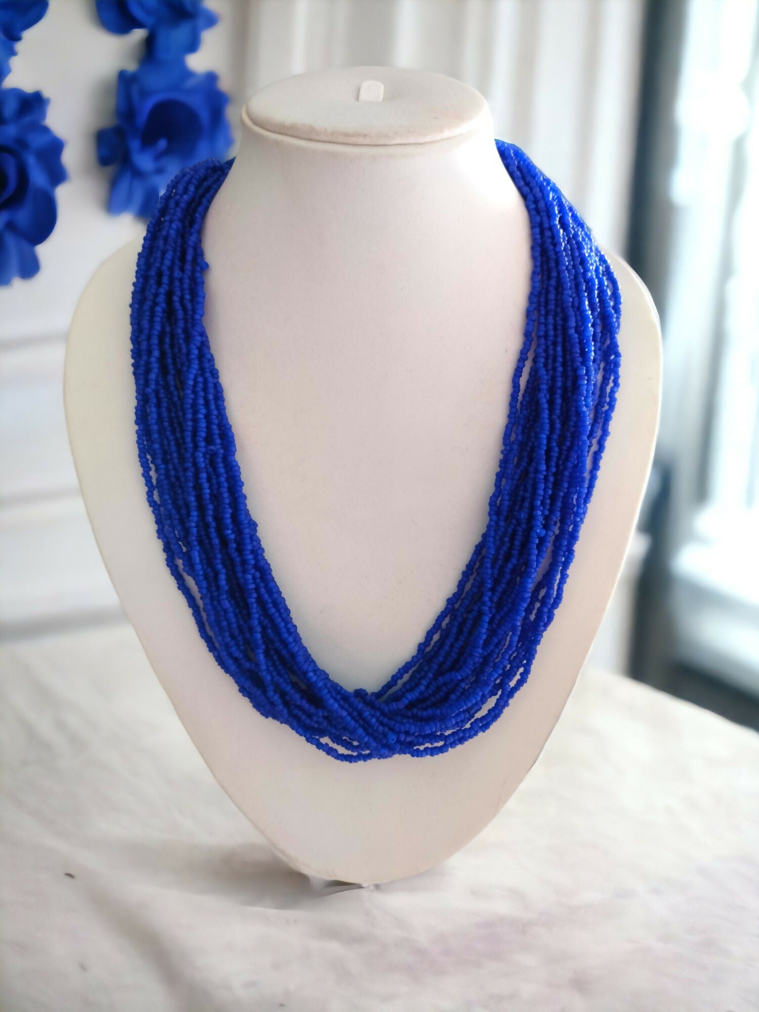 Inhanns Handmade Beaded Multilayer Necklace, 20 Layers - Blue - Distacart