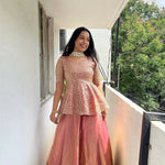 Thumbnail for Teeya Creation Peach Color Crunchy Silk Embroidery Work Festiwal Wear Salwar Suit