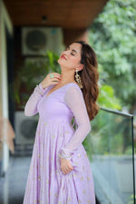 Thumbnail for Preksha Creation Luxury Anarkali Faux Sequins Zari Embroidery With Dupatta And Pant