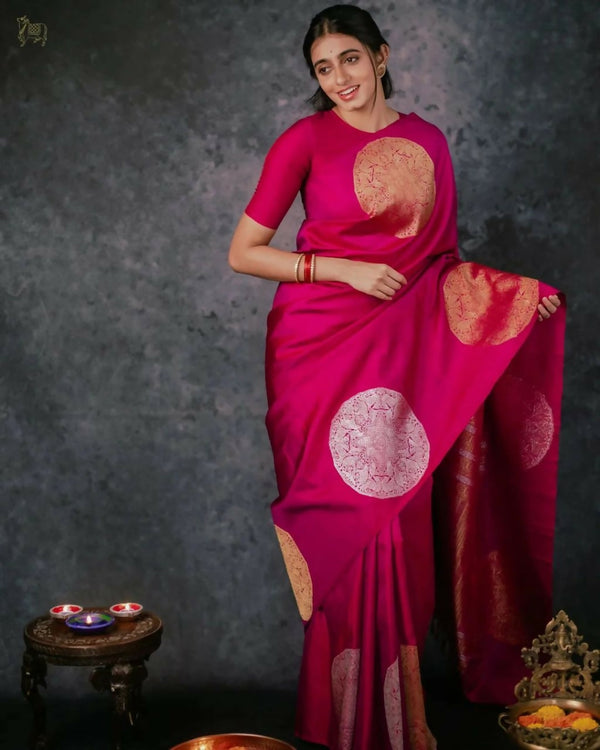 Preksha Creation Designer Women Banarasi Soft Silk Saree - Red - Distacart
