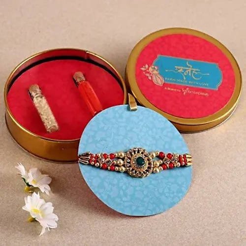 American Diamond Motif Style Rakhi