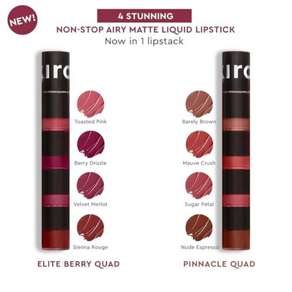 Kiro Four Play Non-Stop Airy Matte Liquid Lip Stack – Elite Berry Quad - Dista