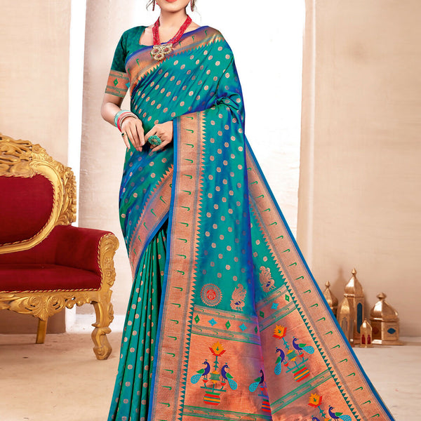 Astita Paithani Silk Sea Green Saree