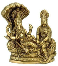 Thumbnail for Pranchi Brass Idol Of Lord Vishnu Laxmi On Sheshnag - Distacart