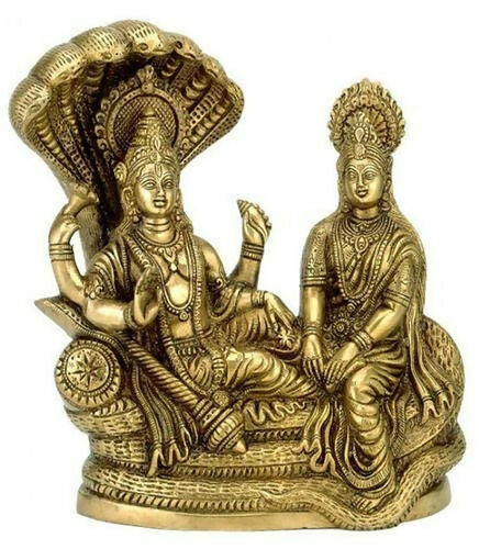 Pranchi Brass Idol Of Lord Vishnu Laxmi On Sheshnag - Distacart