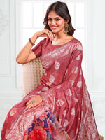 Thumbnail for Astita Linen Cotton Rust Saree