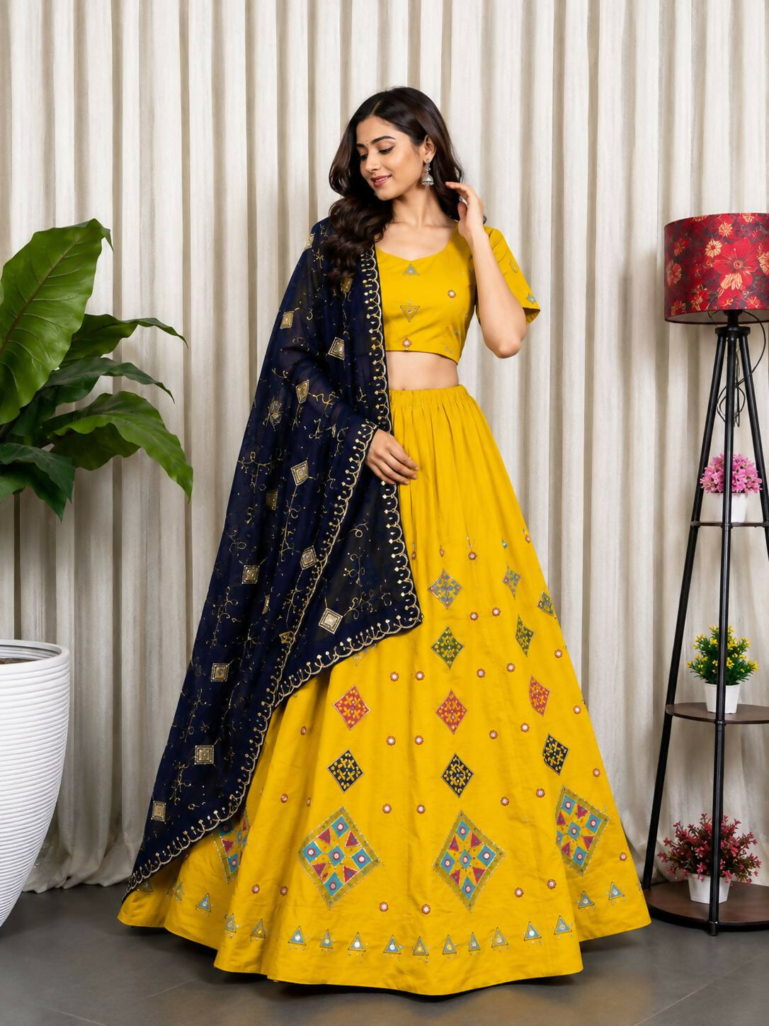 Lehenga Mart Yellow Designer Navratri Lehenga Choli for Women - Dista