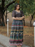 Thumbnail for Aastha Fashion Women's Multicolor Pure Chanderi Digital Printed Anarkali Dress - Distacart
