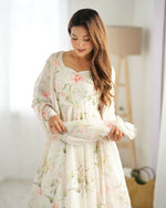 Thumbnail for Joban Fashion Off White Kurta Set Organza Sequin Embroidery Work - Distacart