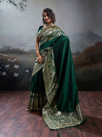 Thumbnail for Shree Shyam Fashion Dark Green Silk Blend Saree - Distacart