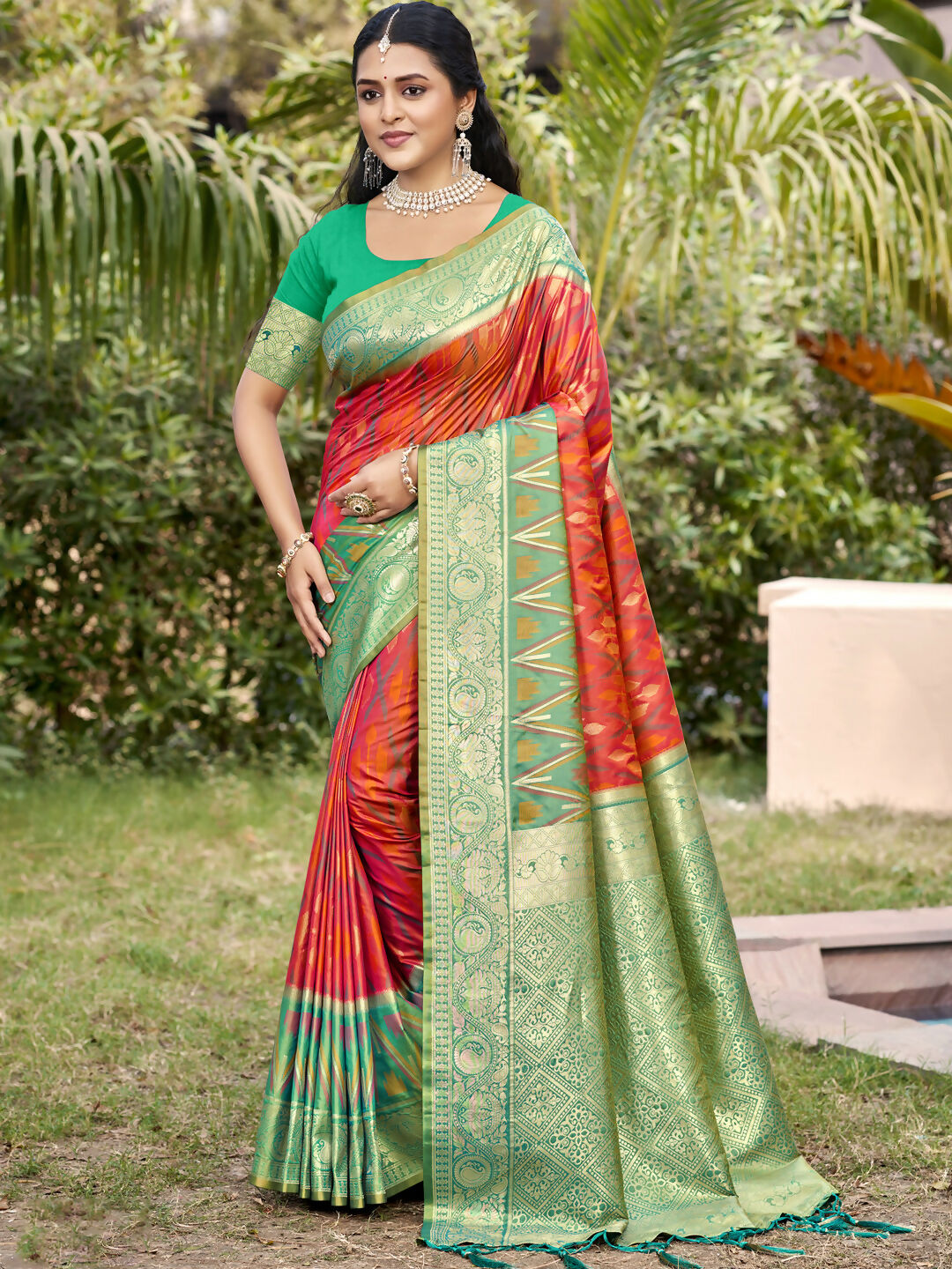 Astita Mustard Pochampally Silk Saree - Distacart