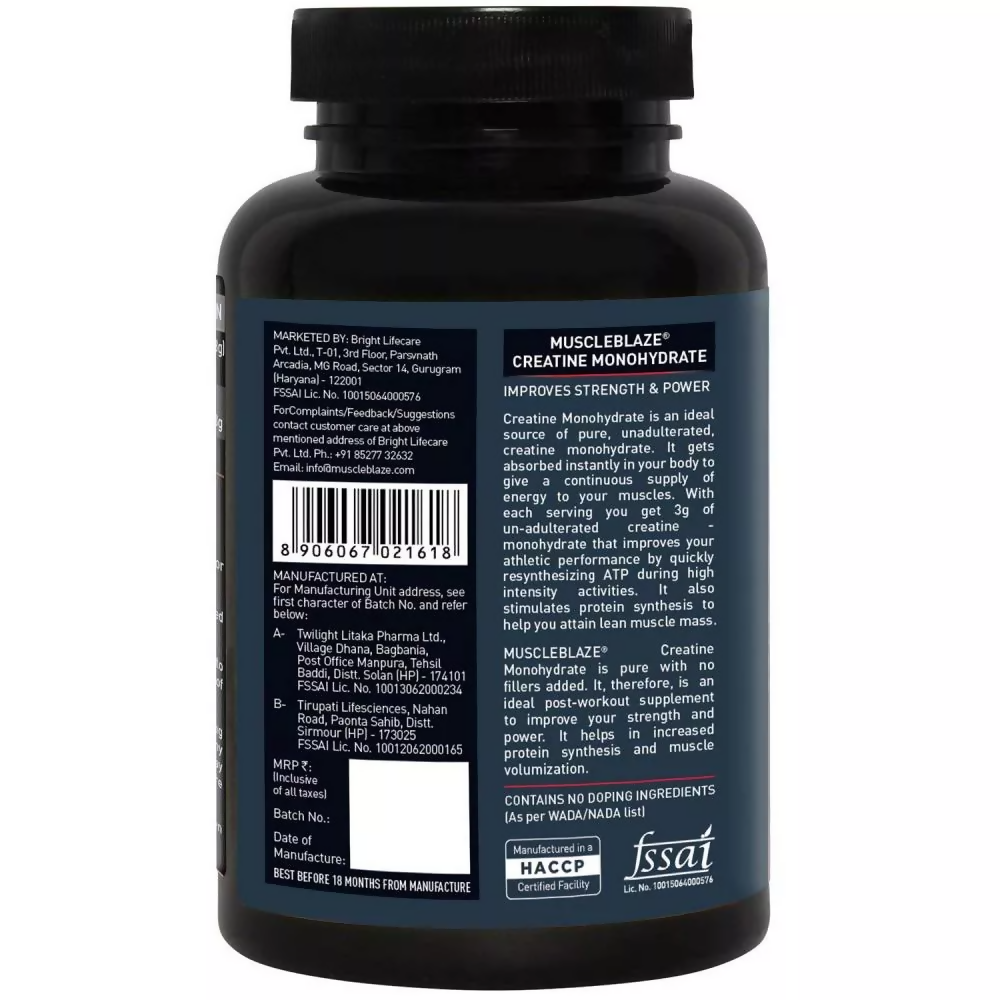 MuscleBlaze Creatine Monohydrate Unflavored - Distacart