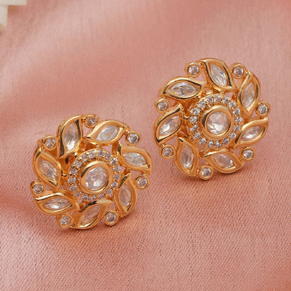 Round Kundan Studs (Gold) - Ruby Raang - Distacart