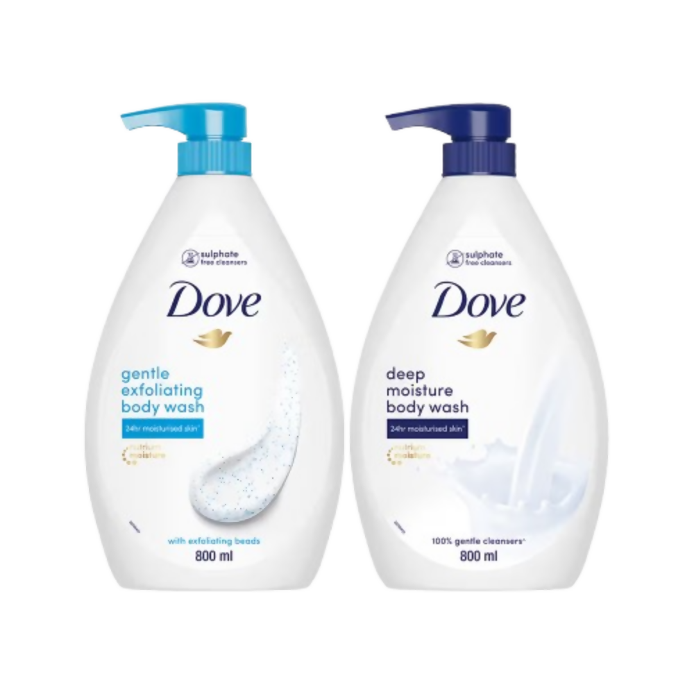 Dove Body Wash Value Pack - Deep Moisture & Gentle Exfoliating Combo - Distacart