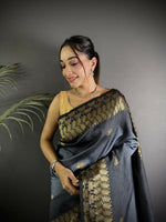 Thumbnail for Joban Fashion Grey Handloom Silk Ikkat Saree