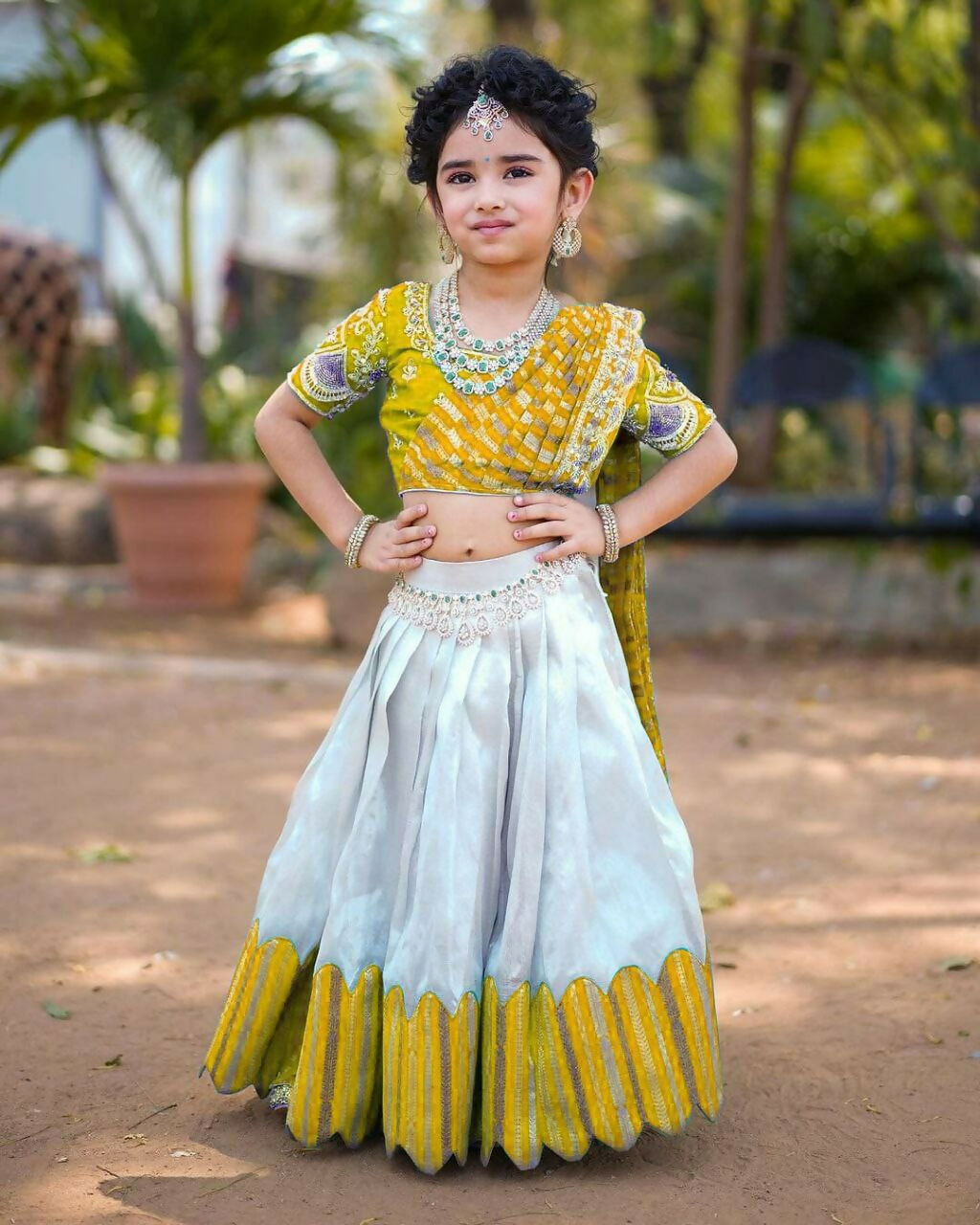 Jyoti Fashion Classy Yellow Heavy Chenille Sequins Embroidered Kids Lehenga Choli Set - Distacart
