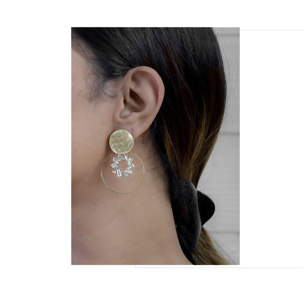 Joban Fashion Women Brass Golden White Ad Earrings - Distacart