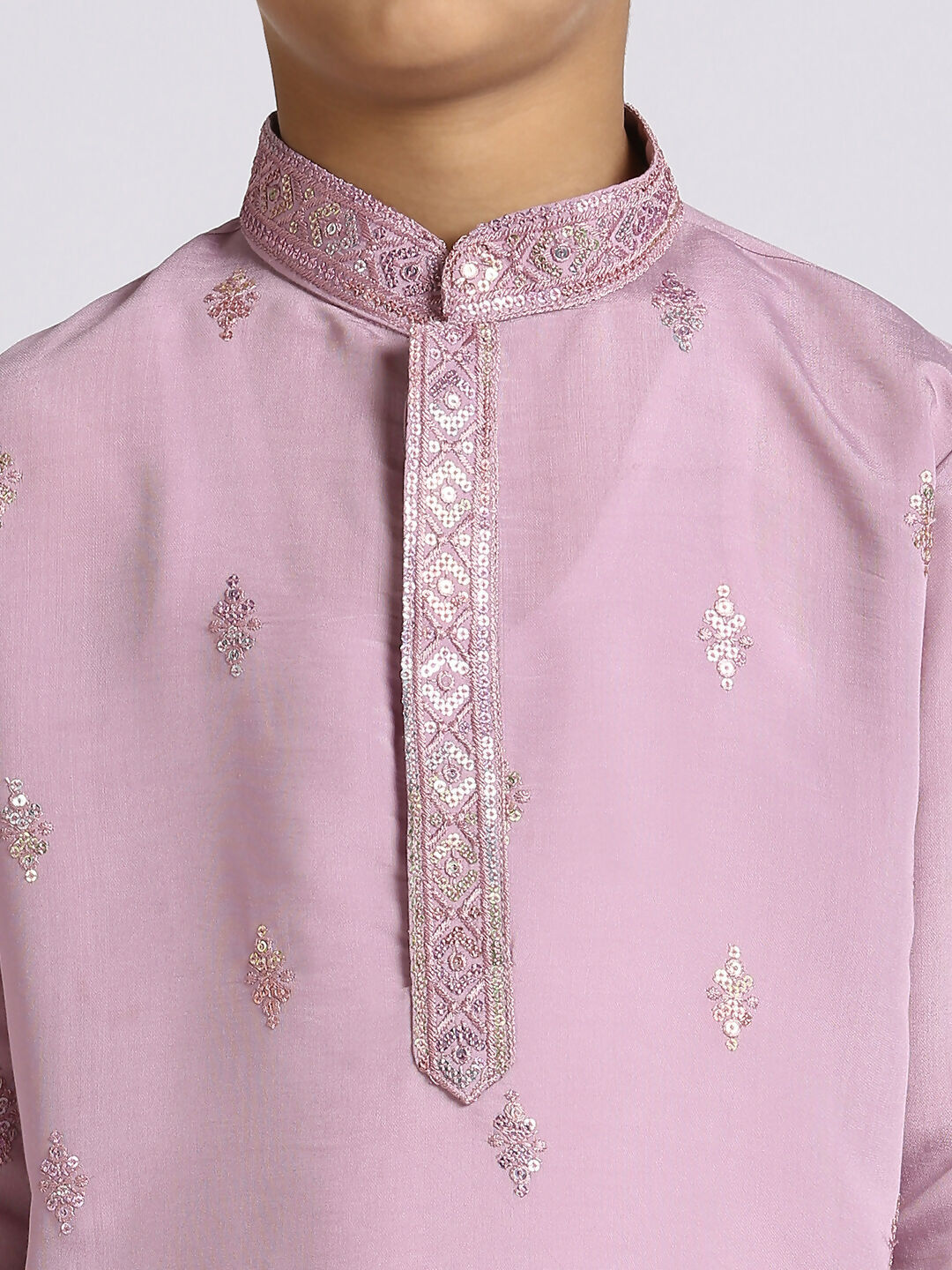 Joban Fashion Kids Island Traditional Ethnic Wear with Silk Sequence Embroidery Full Sleeves Kurta and Pyjama Set - Purple - Distacart