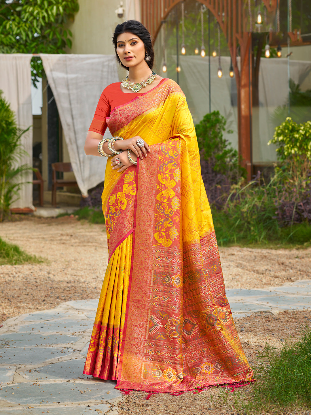 Anaita Yellow Soft Silk Saree With Floral Printed Work With Blouse - Distacart