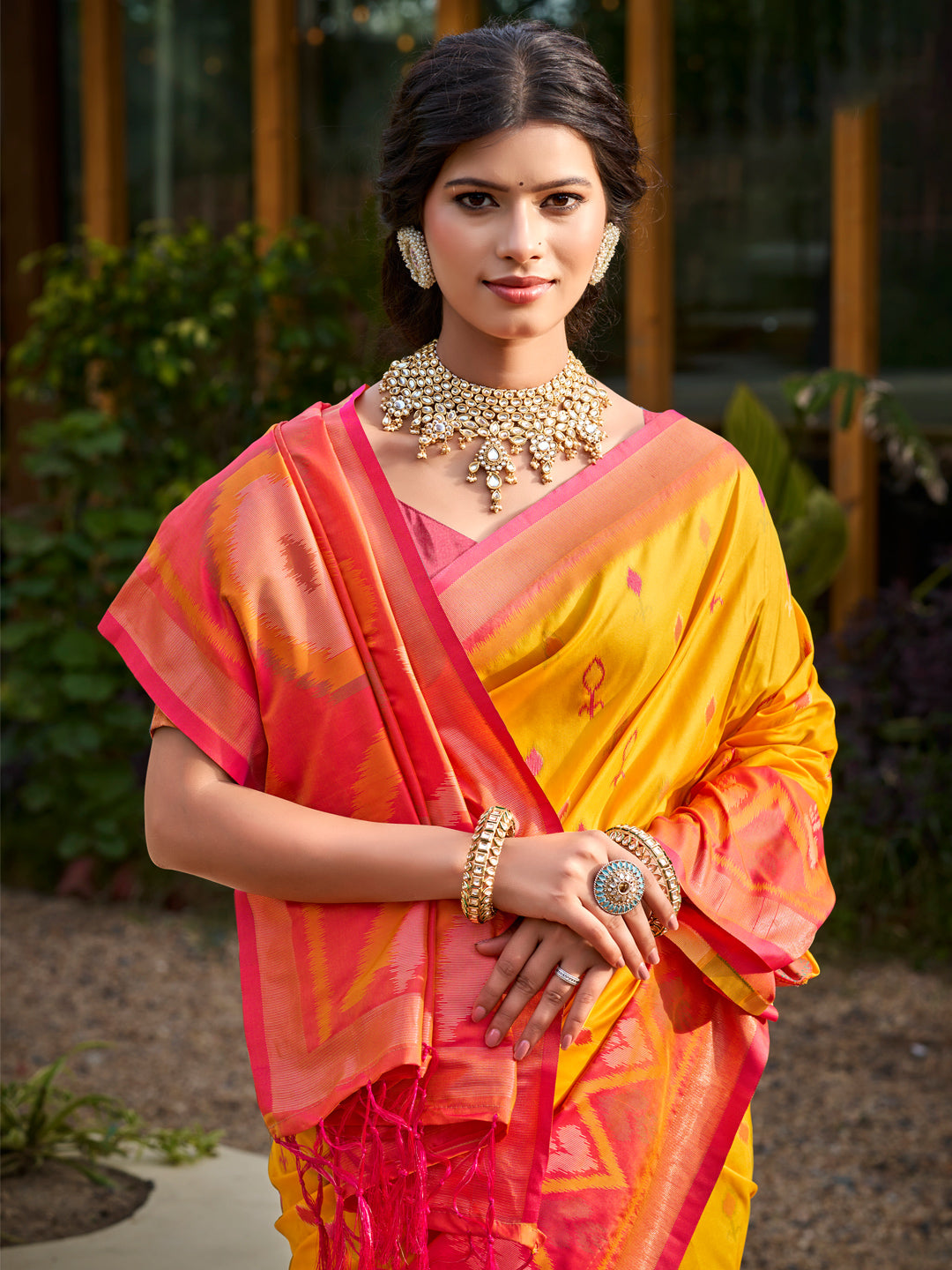 Anaita Yellow Soft Silk Saree With Floral Printed Work With Blouse - Distacart
