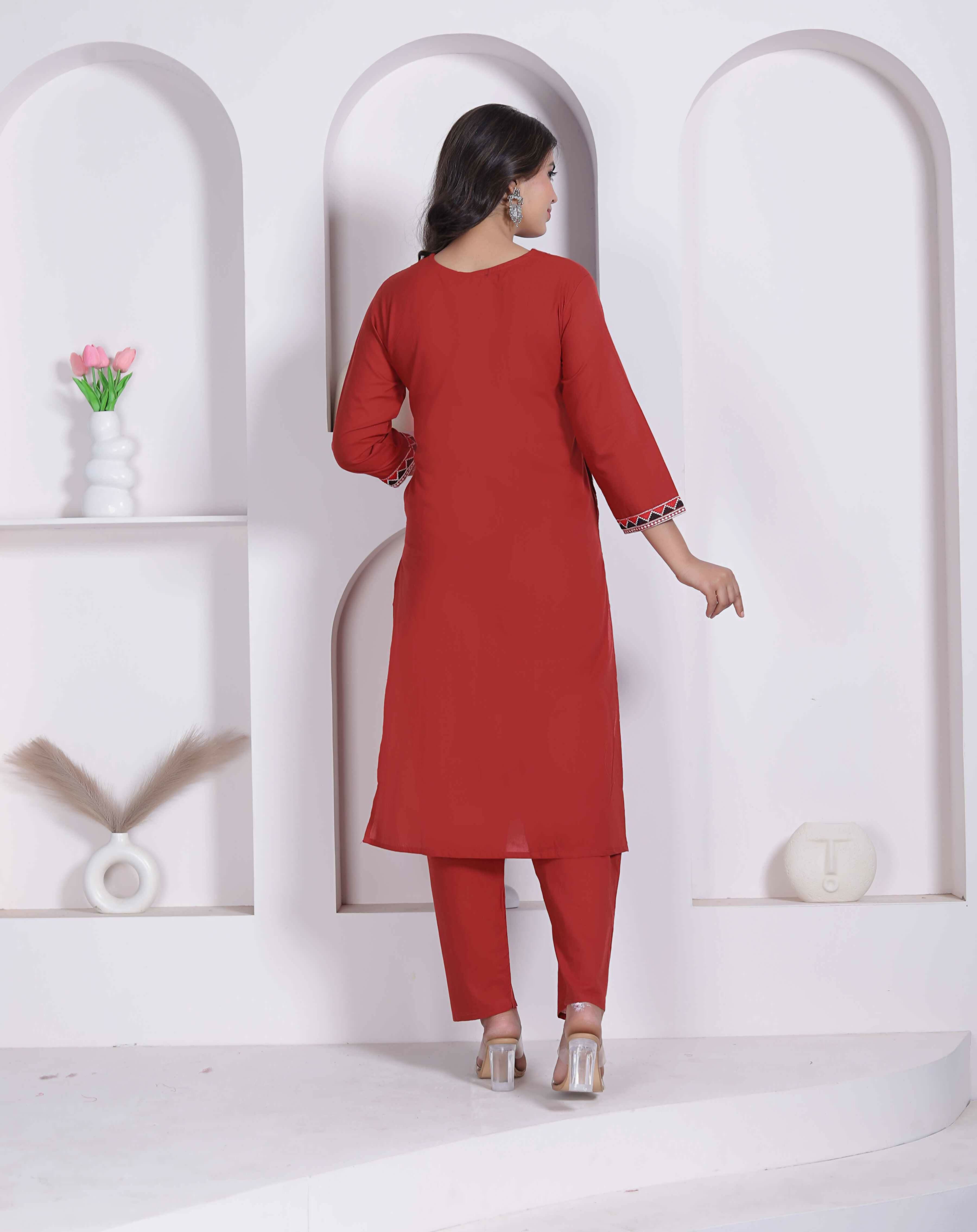 Miravan Womens Brown Straight Kurta Set - Dista