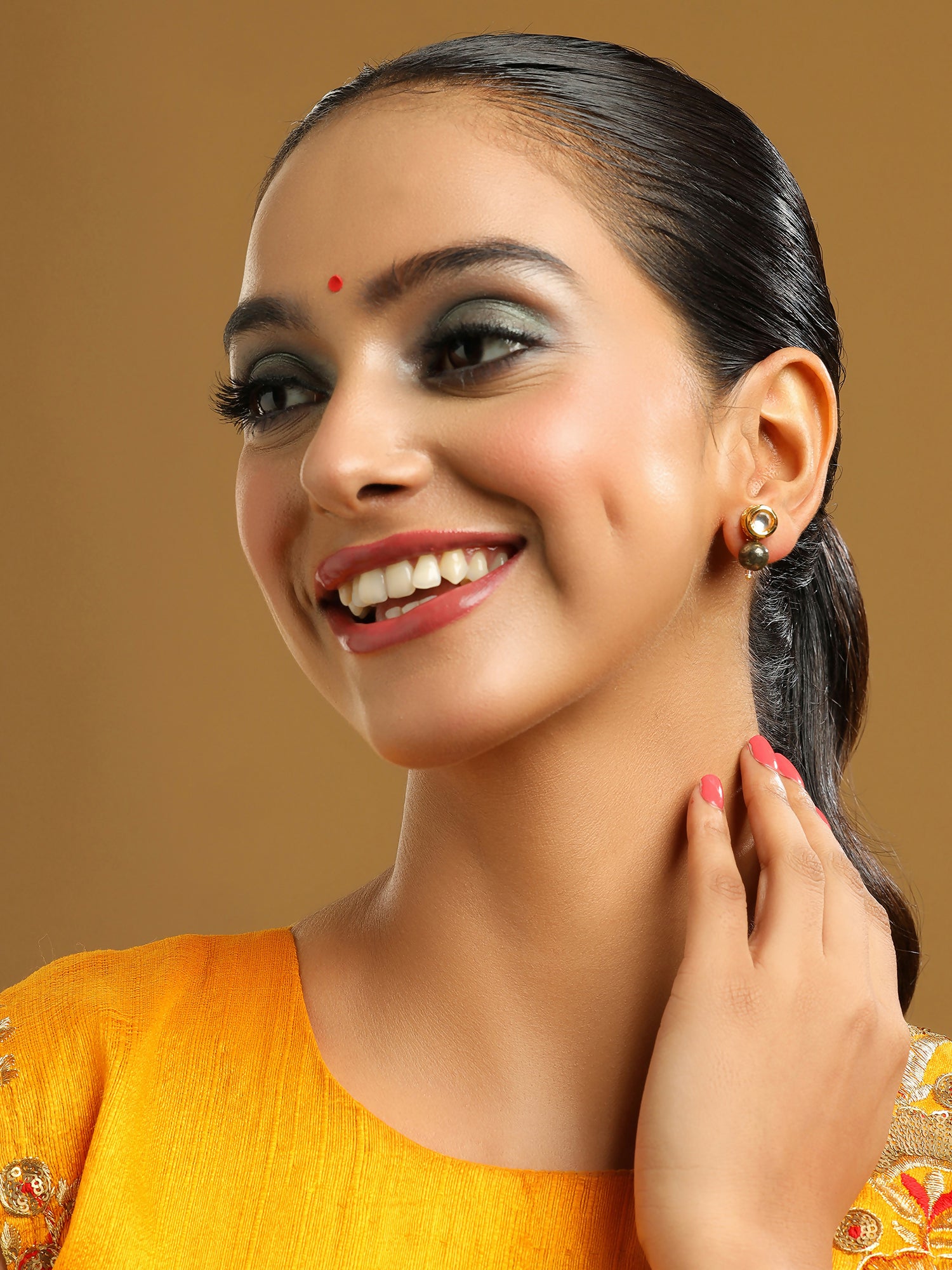 Ruby Raang Purple Pyrite Kundan Studs