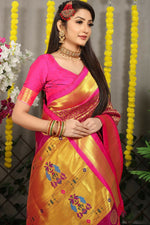 Thumbnail for Jyoti Fashion Women's Magenta Banarasi Silk Zari Woven Saree with Blouse - Distacart